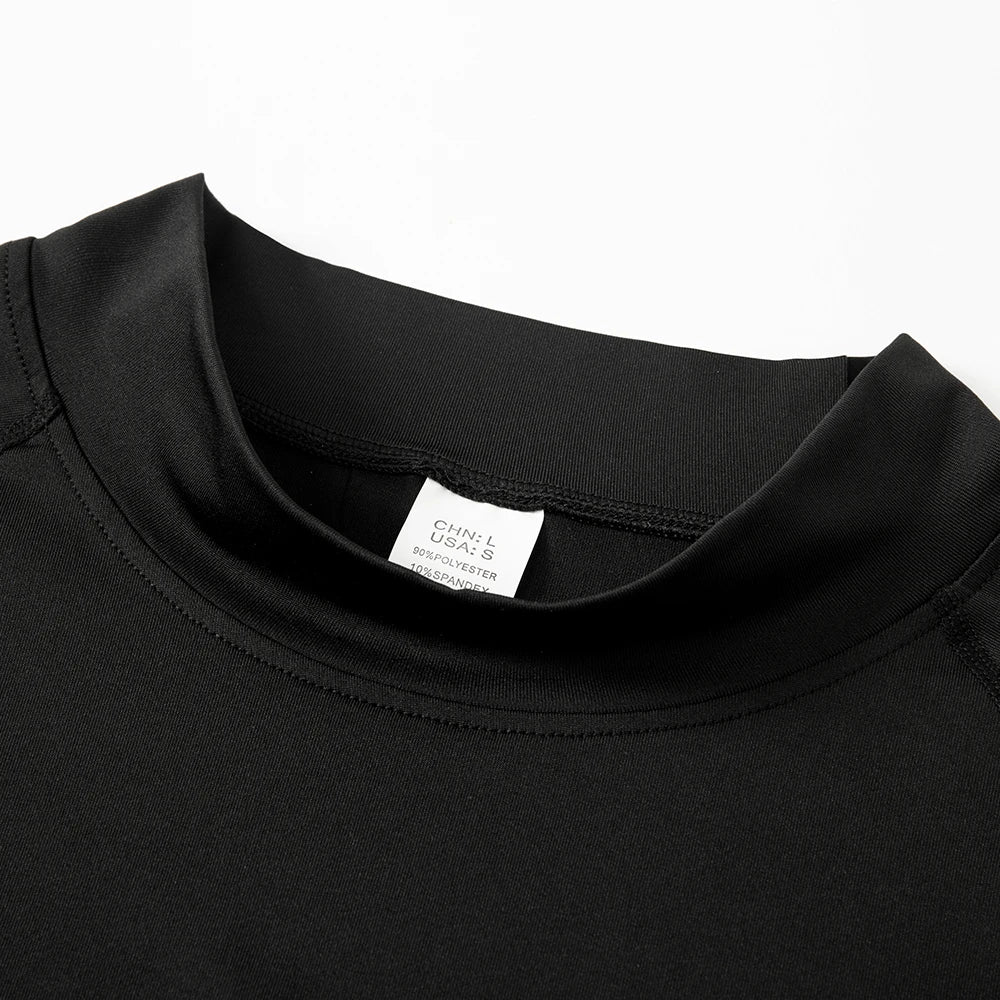 Men's High neck Long Sleeve Compression Shirts Cool Dry Sun Protection Sports Tights Undershirts Running Gym Tops