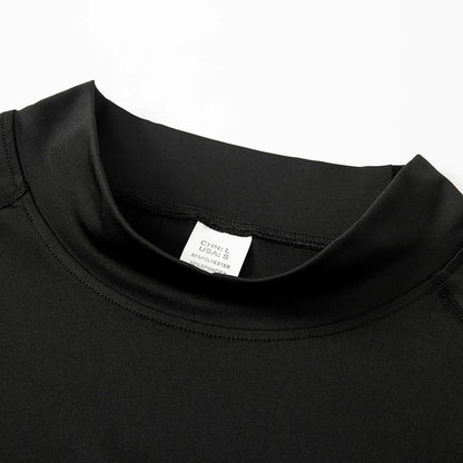 Men's High neck Long Sleeve Compression Shirts Cool Dry Sun Protection Sports Tights Undershirts Running Gym Tops