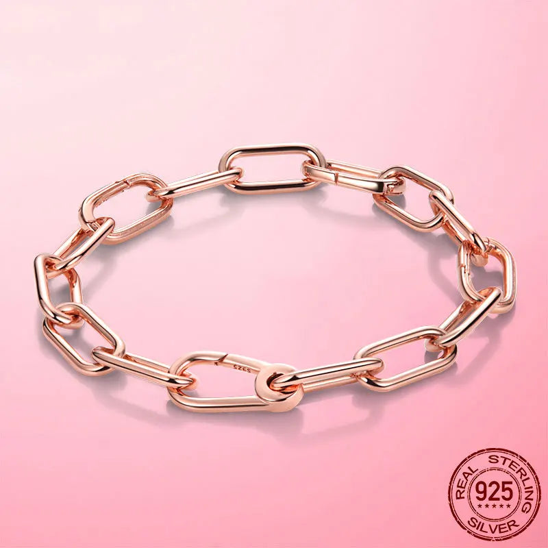 Original Gold Color Me Bracelet 925 Silver Me Lobster Clasp Chain Link Femme Bracelet For Women Jewelry Gift Pulseira