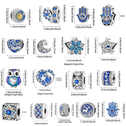 925 Sterling Silver Cute Butterfly Elephant Blue Series Charms Beads Fit Original Pan Bracelet Bangle High Quality DIY Jewelry