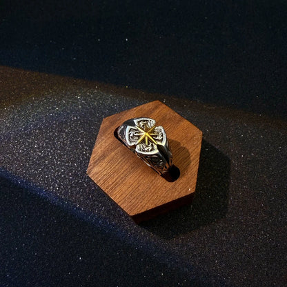 Retro Polaris North Star Adjustable Open Ring For Men Punk Gothic Edgy Copper Jewelry Unisex Accessories Good Fortune Love Gift