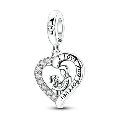 925 Silver Sparkling Cat Dog Charms Pendants Love Family Father Beads Fits Original Bracelet Gift for Women