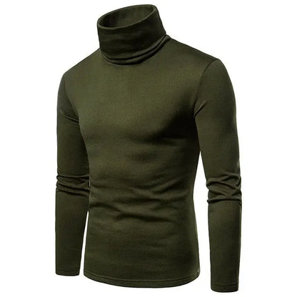 Winter Mens Turtleneck Sweaters Casual Thermal Long Sleeve Slim Fit Pullovers Stretch Basic Tops Sweatshirt Jumper Autumn TShirt