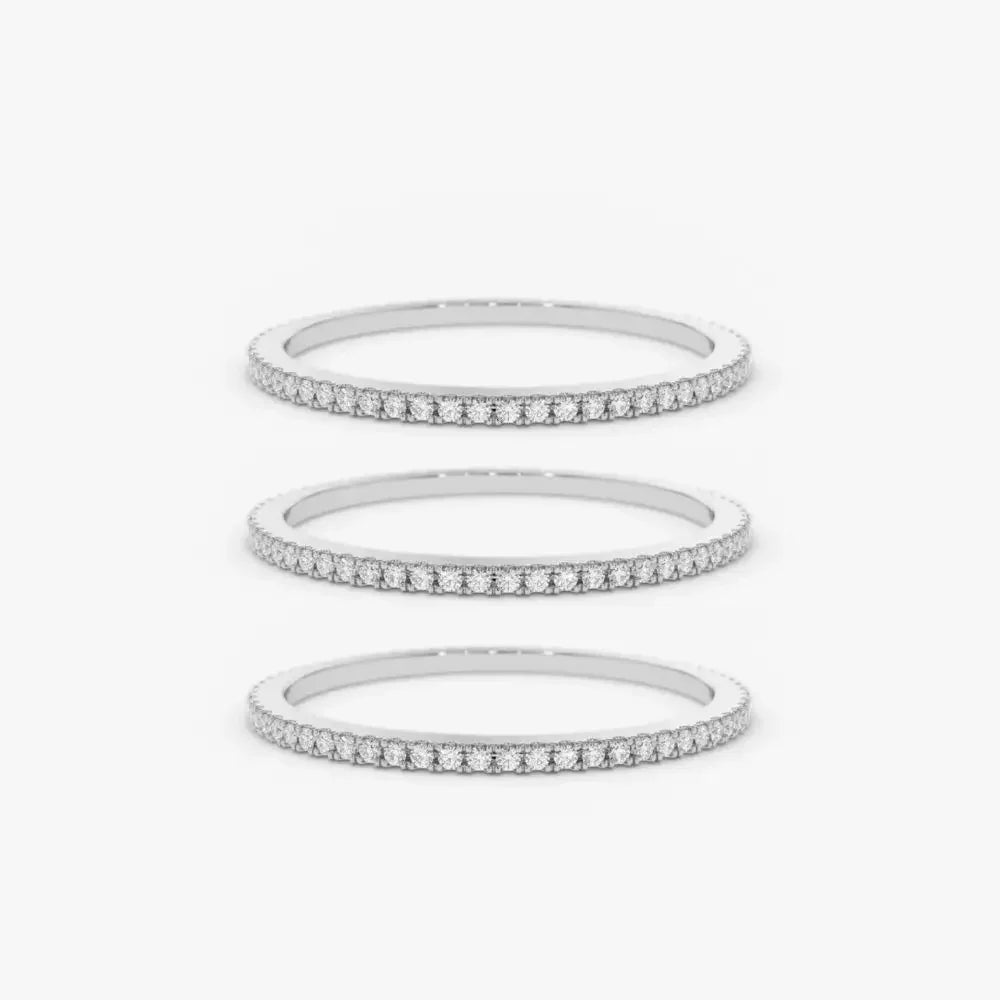 1/3PCS Thin Dainty Stackable Ring Mariasz Minimalist Full Eternity Band Cubic Zirconia Gold Color Plated Pave Rings for Women