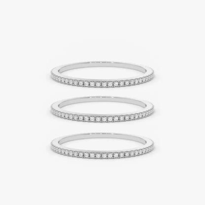 1/3PCS Thin Dainty Stackable Ring Mariasz Minimalist Full Eternity Band Cubic Zirconia Gold Color Plated Pave Rings for Women