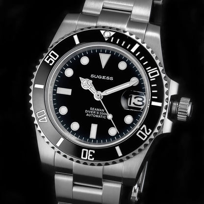 Sugess Watch of Men Diver NH35 Automatic Mechanical Wristwatch Date Sapphire Crystal Luminous Ceramic Bezel Waterproof 200M 2022