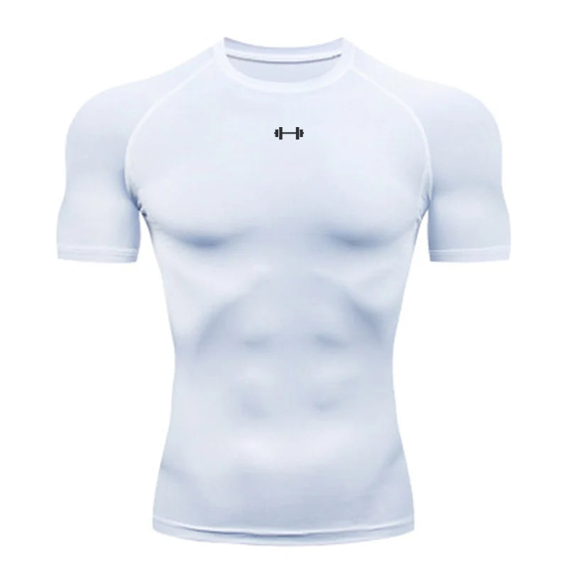 Men Sport T-shirt Quick Dry Bodybuilding Running Shirt Short Sleeve Compression Tops Gym T Shirt Fitness Male Jogging Tracksuit