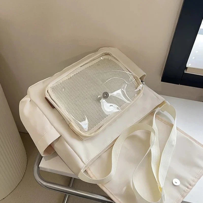 Y2K Japanese Harajuku School Bags for Girls New Transparent Itabag Shoulder Crossbody Bag DIY Badges Display Plate Ita Bag