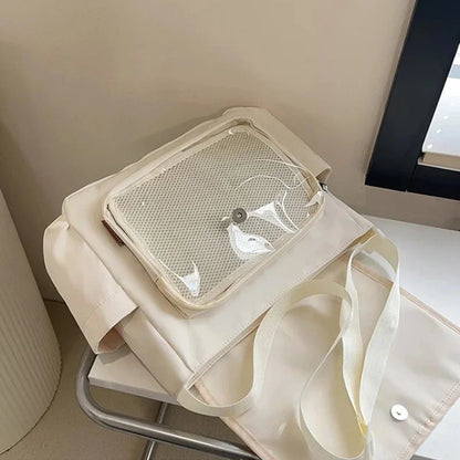 Y2K Japanese Harajuku School Bags for Girls New Transparent Itabag Shoulder Crossbody Bag DIY Badges Display Plate Ita Bag