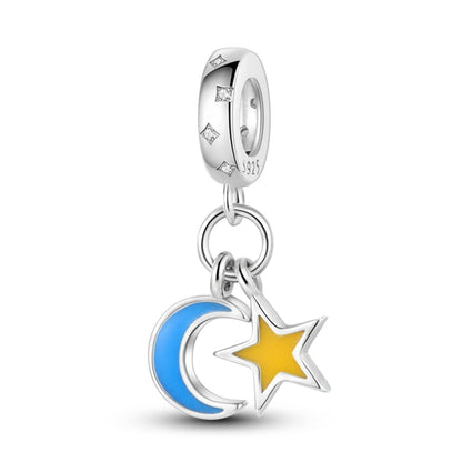 Fit Original Bracelet Silver Plated Cat Moon Shape Stars Love Charms Pendants For Women Jewelry Making Gift