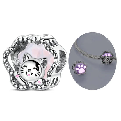 Original Charms Bead Pendant 925 Sterling Silver Cat Paw Bow Girl Cherry Firefly Heart Charm Fit Bracelet DIY Women Jewelry Gift