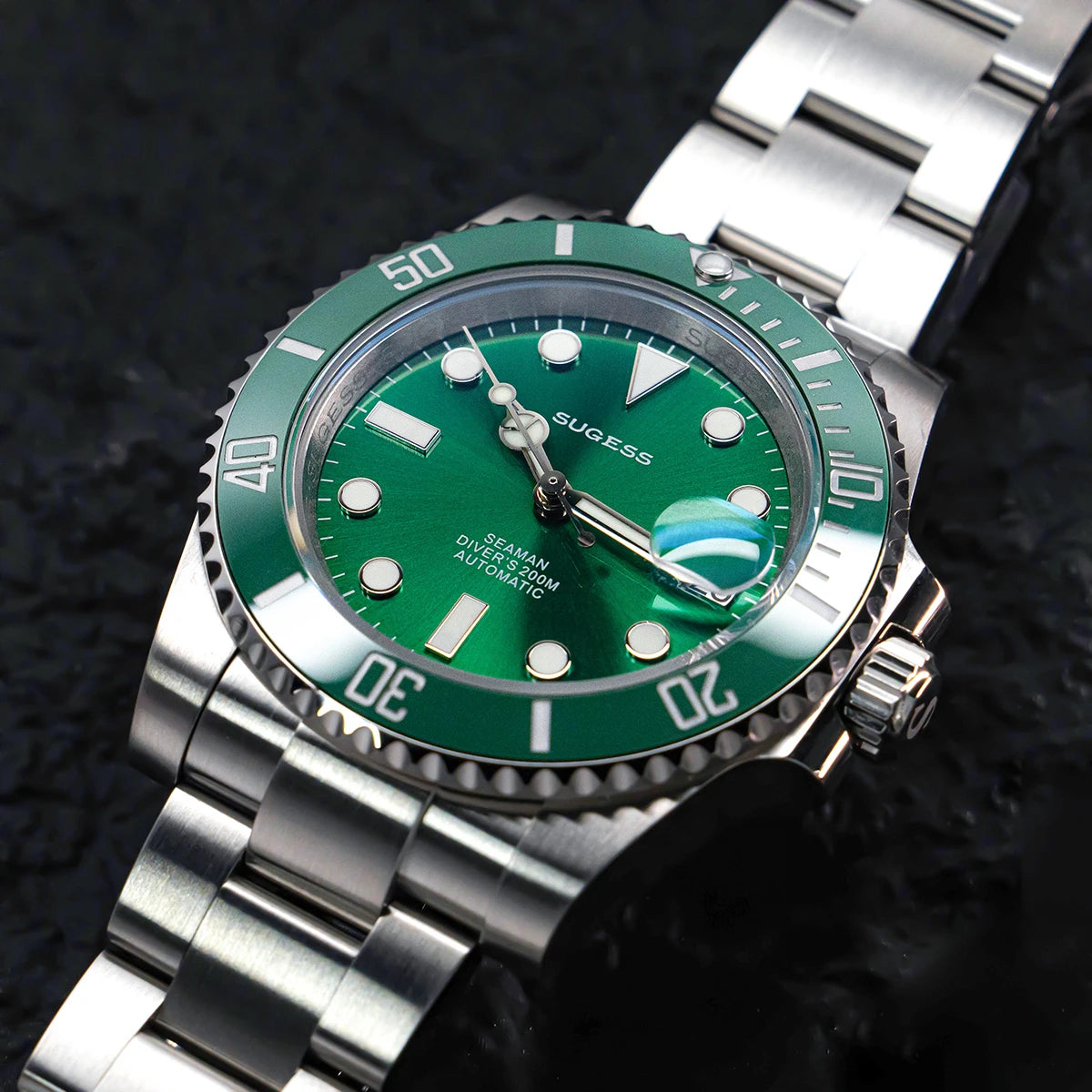 Sugess Watch of Men Diver NH35 Automatic Mechanical Wristwatch Date Sapphire Crystal Luminous Ceramic Bezel Waterproof 200M 2022