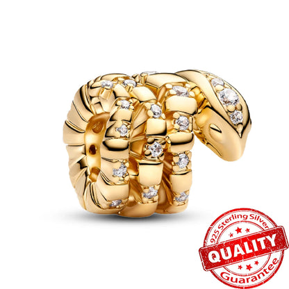 Gold Series 925 Sterling Silver Firefly Leopard Seahorse Crystal Ball Flower Charm Fit DIY Bracelet Necklace Boutique Party Gift