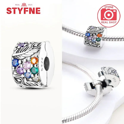 Real Silver 925 Clip Charms Heart Beads Stopper Safety Chain for Original Bracelet Making Fine Jewelry Gifts for Women Diy