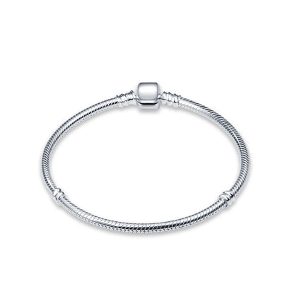 New in Original 925 Silver Snake Chain Bracelet Fits 3mm Original Charm Bead For Women Heart Bracelets Jewelry Gifts Hot