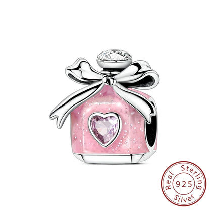 Original Charms Bead Pendant 925 Sterling Silver Cat Paw Bow Girl Cherry Firefly Heart Charm Fit Bracelet DIY Women Jewelry Gift