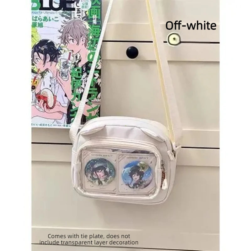 Y2K Japanese Harajuku School Bags for Girls New Transparent Itabag Shoulder Crossbody Bag DIY Badges Display Plate Ita Bag