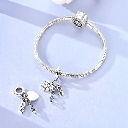 925 Silver Sparkling Cat Dog Charms Pendants Love Family Father Beads Fits Original Bracelet Gift for Women