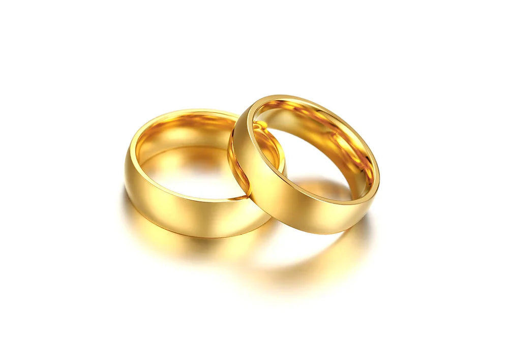 Gold Color Wedding Band Engagement Stainless steel Ring  for Women Men US Sizes 4 5 6 7 8 9 10 11 12 13 14 15 Free Shipping