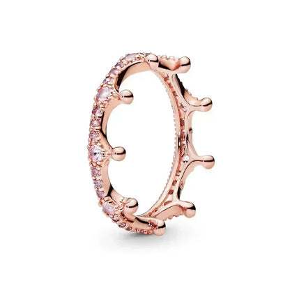 Hot selling 925 sterling silver rose gold ring high-quality luxury sparkling crystal ring women's jewelry exquisite holiday gift