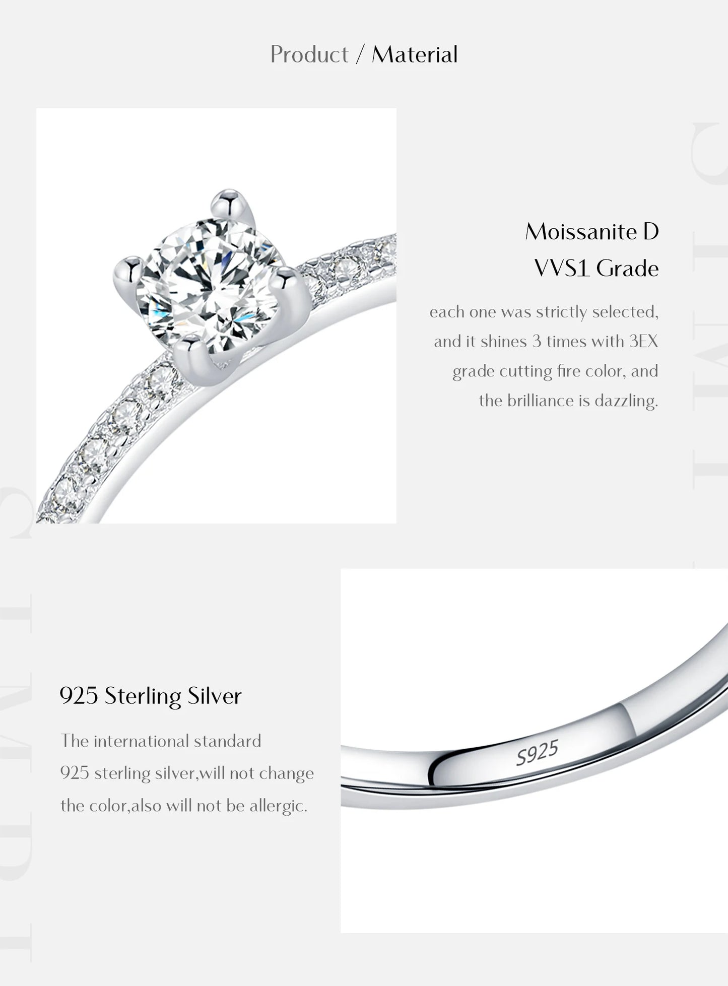 MODIAN D Color Moissanite Ring Delicate Square 925 Sterling Silver Lab Diamond Ring For Women Wedding Statement Jewelry