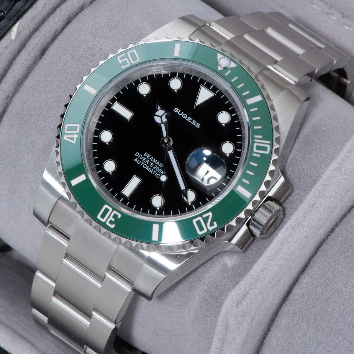 Sugess Watch of Men Diver NH35 Automatic Mechanical Wristwatch Date Sapphire Crystal Luminous Ceramic Bezel Waterproof 200M 2022