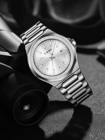 TOMI Luxury Business Men's Watch Gift Box Set High Quality Rose Gold Case Simple and Versatile Quartz Watch Relogio Masculino