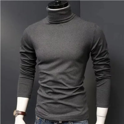 Winter Mens Turtleneck Sweaters Casual Thermal Long Sleeve Slim Fit Pullovers Stretch Basic Tops Sweatshirt Jumper Autumn TShirt