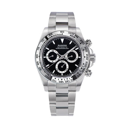 Sugess Diving Mens Watch Panda Automatic Mechanical Chronograph Peacock SL4801 Movement Wristwatch Waterproof Ceramic Bezel New