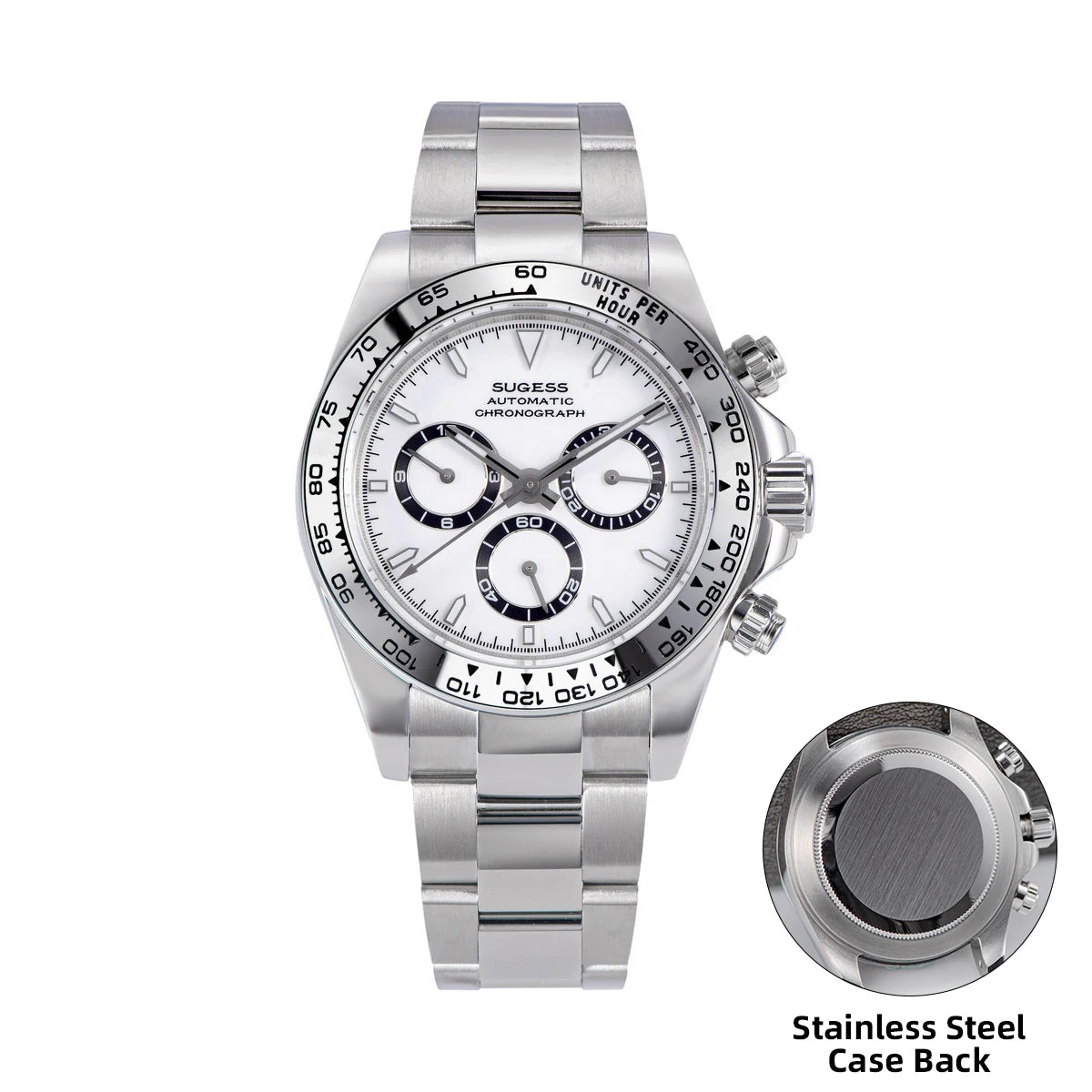 Sugess Diving Mens Watch Panda Automatic Mechanical Chronograph Peacock SL4801 Movement Wristwatch Waterproof Ceramic Bezel New